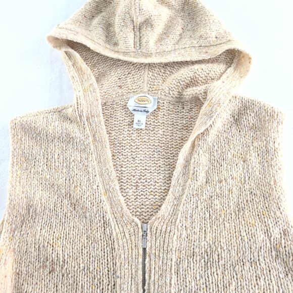Vintage Talbots Made In Italy Wool Blend Knit Hooded Full Zip Vest Women's XL - Picture 4 of 8